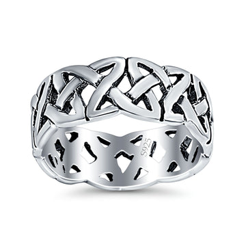Celtic Oxidized Band Solid 925 Sterling Silver Thumb Ring (7mm)